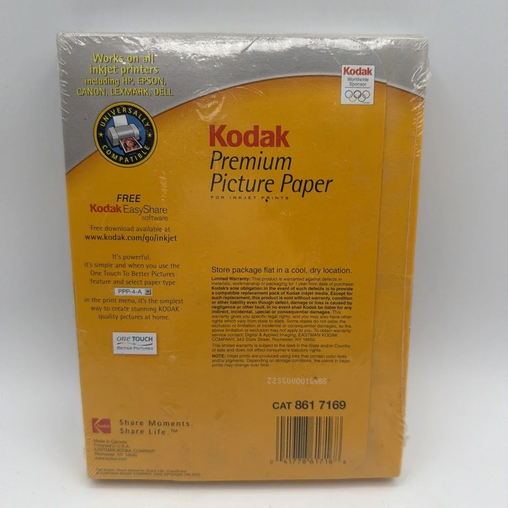 Kodak Premium Photo Paper 4x6, Lot of 2, Sealed 100 Sheets = 200 Sheets
